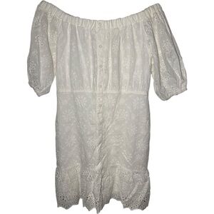 Karlie White Eyelet Off Shoulder Dress Size Medium Womens Mini‎ Summer